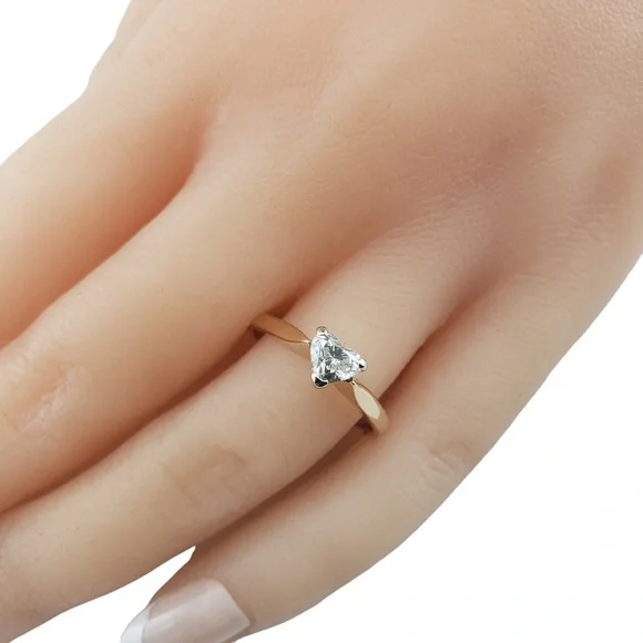 14 Karat Yellow Gold Heart Shaped Diamond Engagement Ring #15689